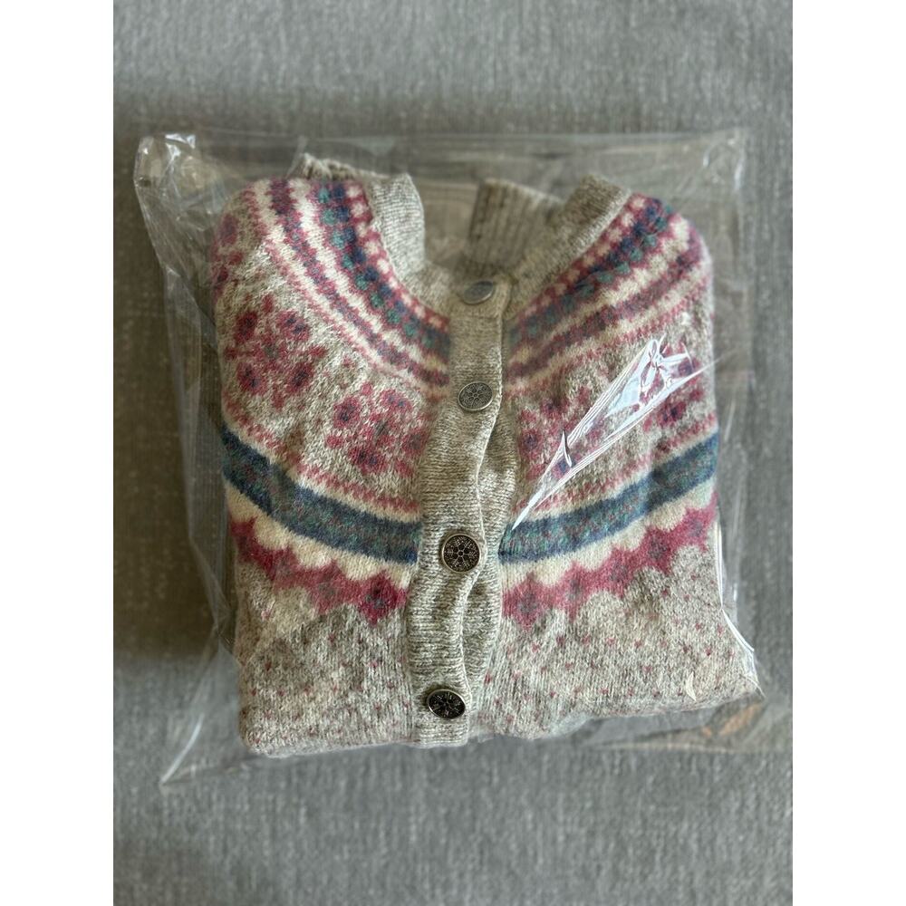 Vintage Eddie Bauer Sweater L Nordic Fair Isle Granny Button Womans - Picture 8 of 10